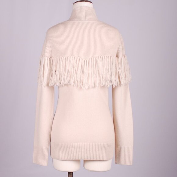 Carlisle Cream Turtleneck Sweater with Fringe - Picture 5 of 6